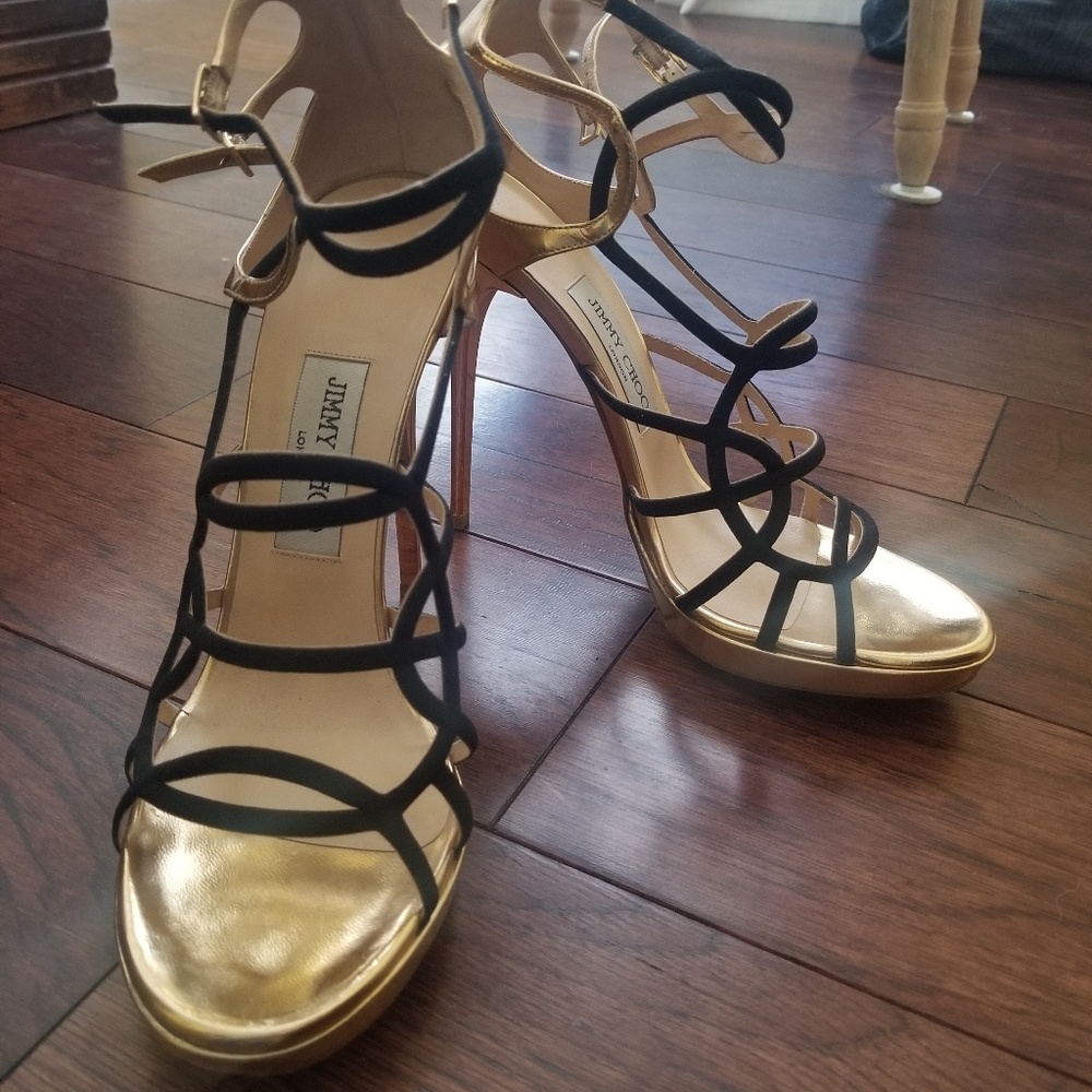 Jimmy Choo Black and Gold Heels sz. 41